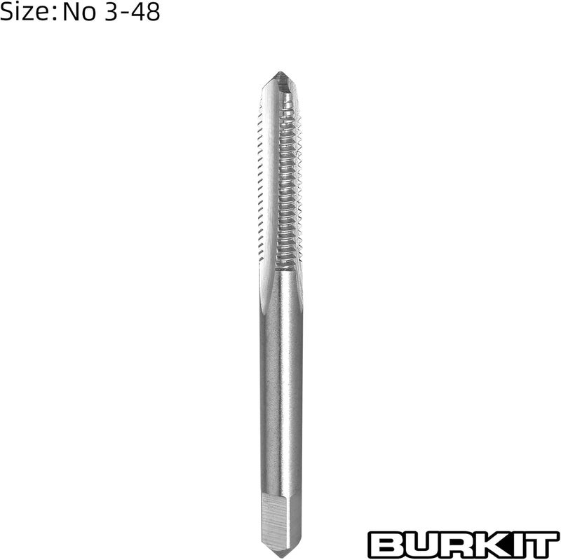 Burkit 2pcs No 3-48 UNC Thread Tap Right Hand, HSS 3 x 48 UNC Straight Fluted Machine Tap - Image 2
